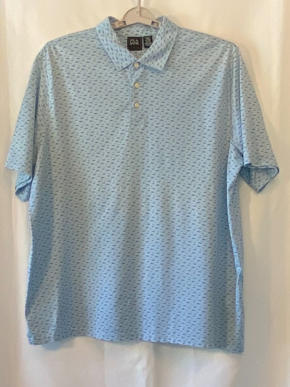 Jos. A. Bank Mens Traveller Blue Micro Fish 100% Cotton Performance Polo XXL